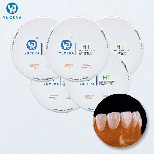 YUCERA 40% Translucent 98*14mm HT Cad Cam Dental Materials White Ceramic Zirconia Blocks