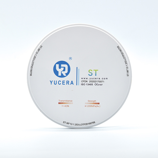 Yucera ST False Teeth Yucera Dental Zirconia Blank Multilayer Dentaire 98*12 All-ceramic Disc
