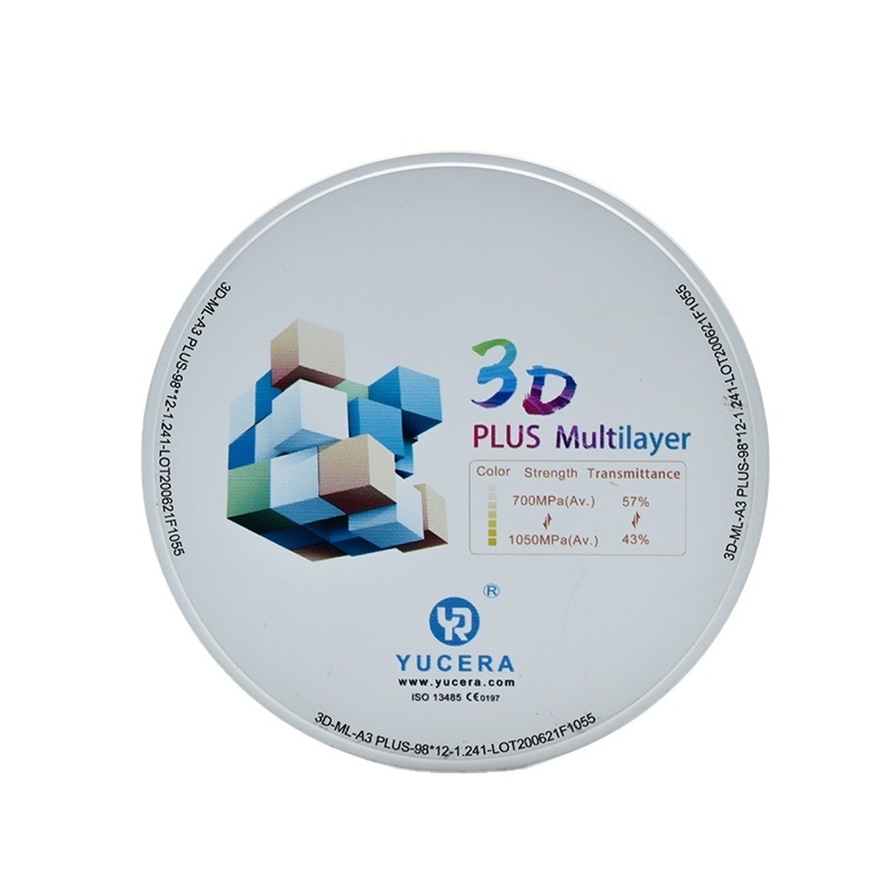 YUCERA 3D Plus Multilayer Dental Zirconia Block  NEW Printing 14mm Open System CAD CAM for Zirconia Crowns