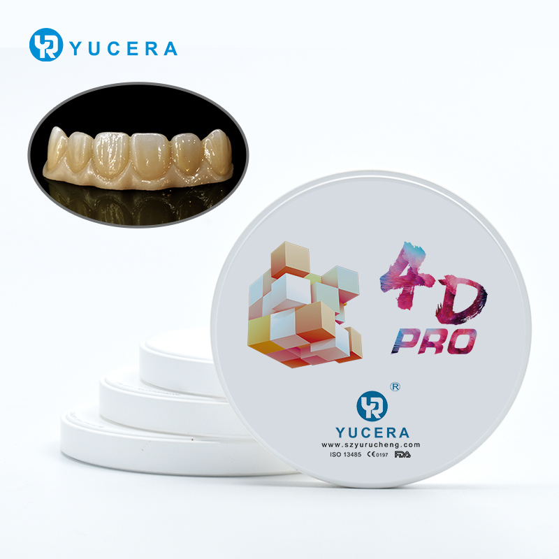 43%～57%の透過性、700～1200 MPaの曲げ強度 YUCERA Dental 98mm オープンシステム CAD/CAM 4D Pro 多層ジルコニアブロック