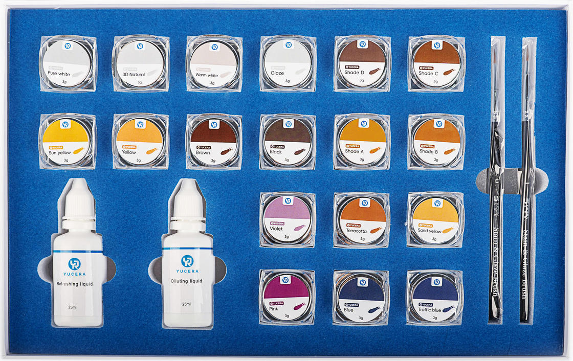 Yucera Dental Lab Essentials18-Color Ceramic Zirconia Staining & Glazing Kit for Customized Teeth