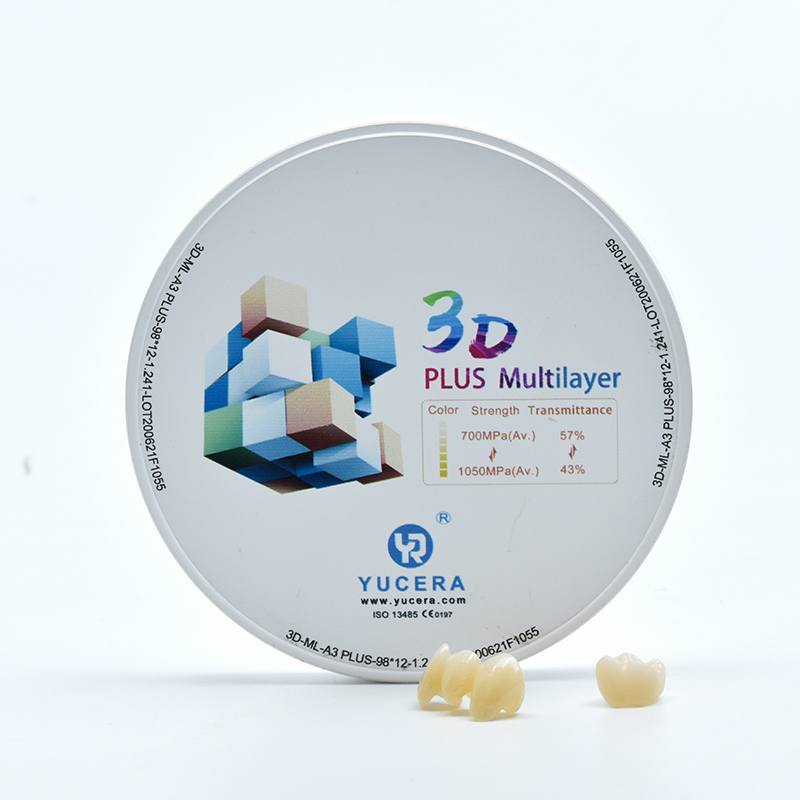 歯科用ジルコニアブロック YUCERA 3D Posterior Bridge Material | 1200MPa強度 & 45%光透過率