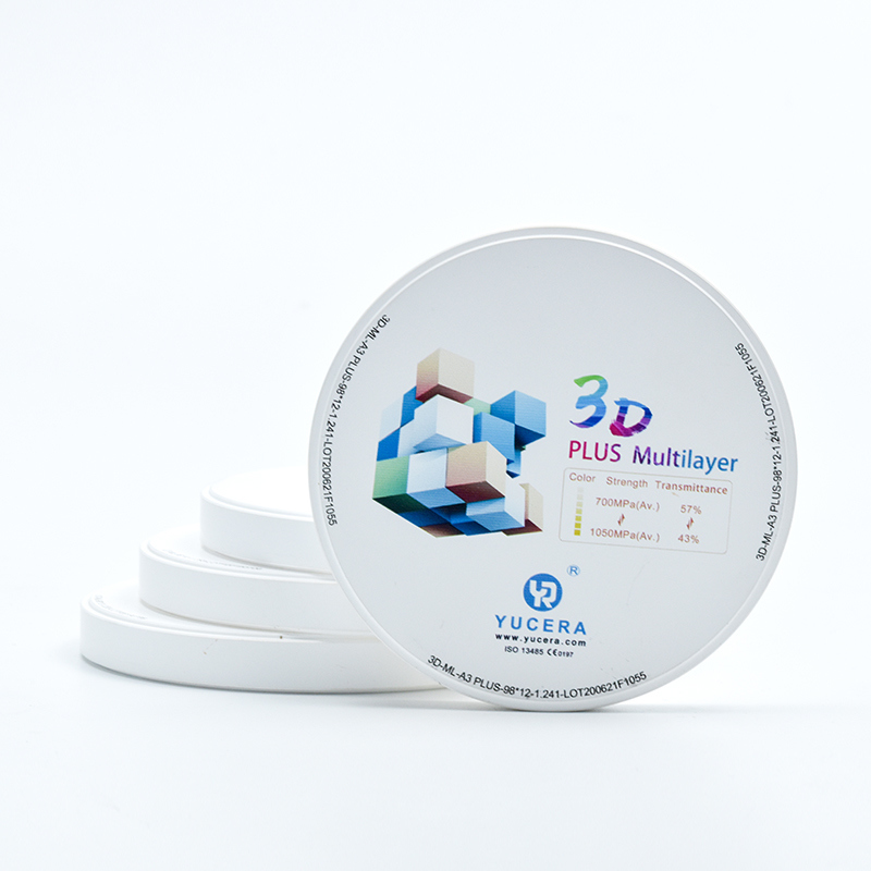 歯科用ジルコニアブロック YUCERA 3D Posterior Bridge Material | 1200MPa強度 & 45%光透過率