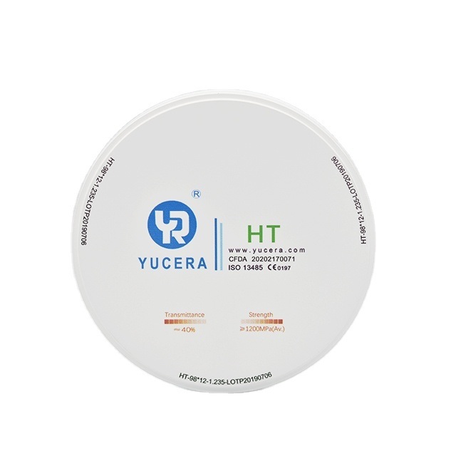 Yucera HT white Dental Zirconia ディスク - ベニアとカスタムデンタルアプライアンスに最適